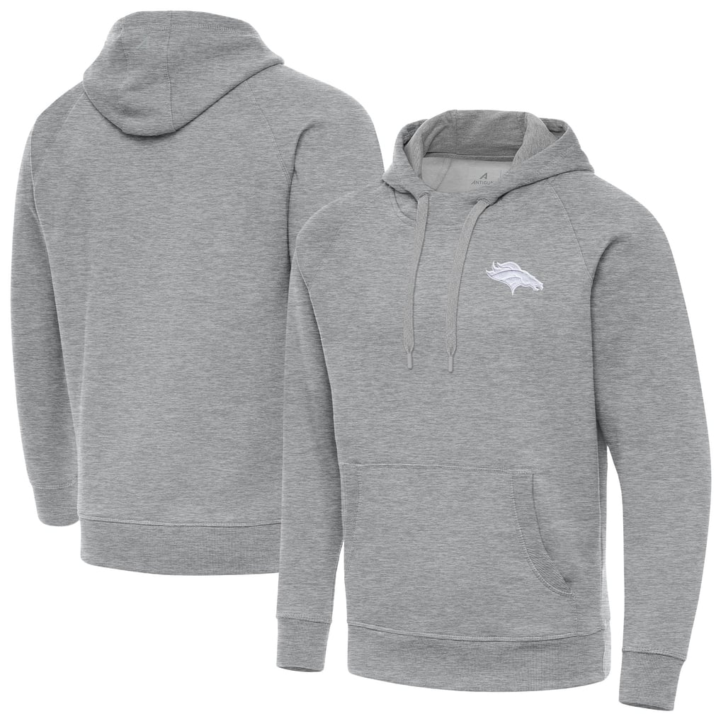 Denver Broncos Antigua Victory Pullover Hoodie - Heather Gray